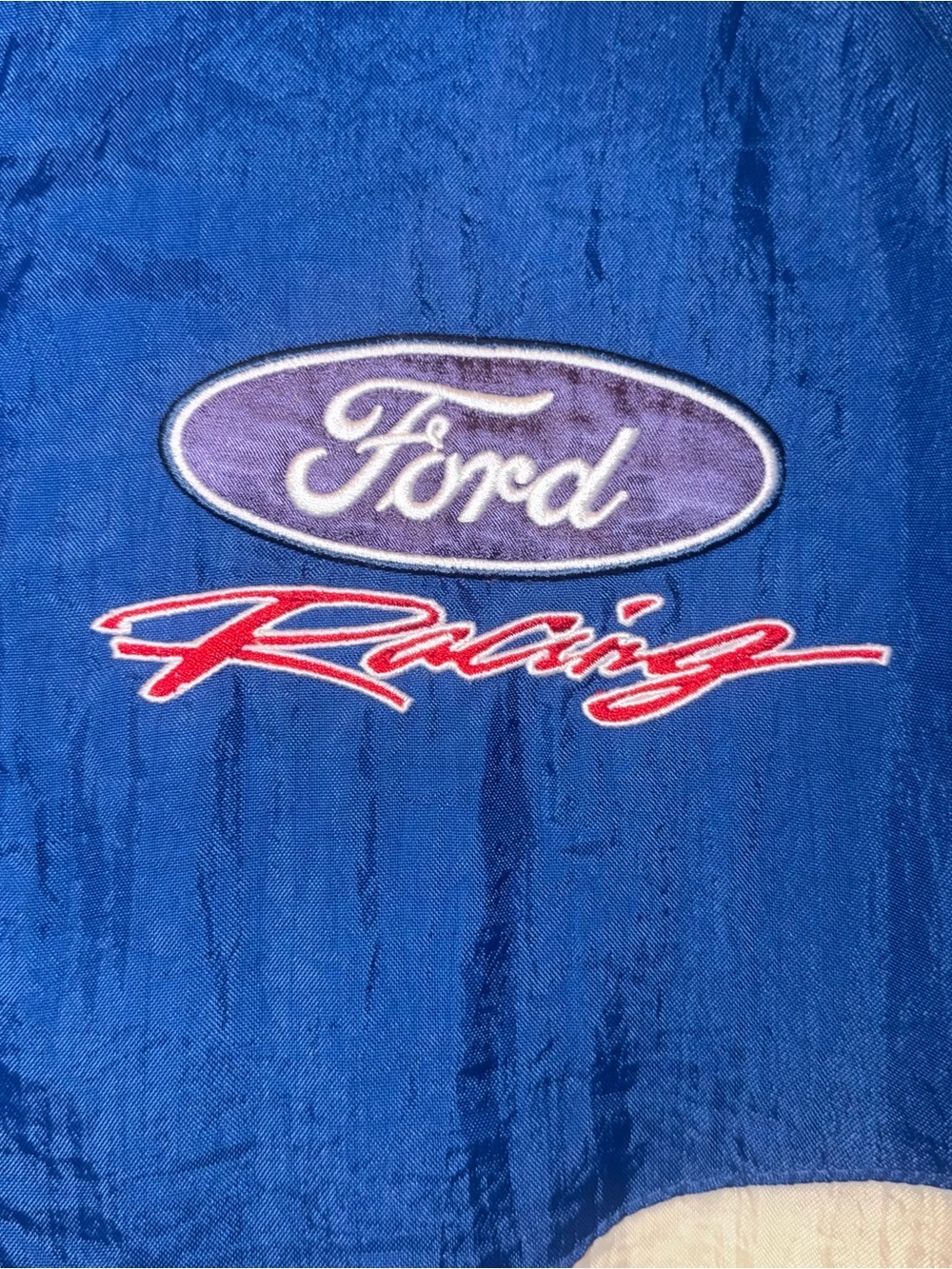 Vintage Ford Racing Windbreaker Jacket NOS Sample Blue White Red L - Picture 2 of 6